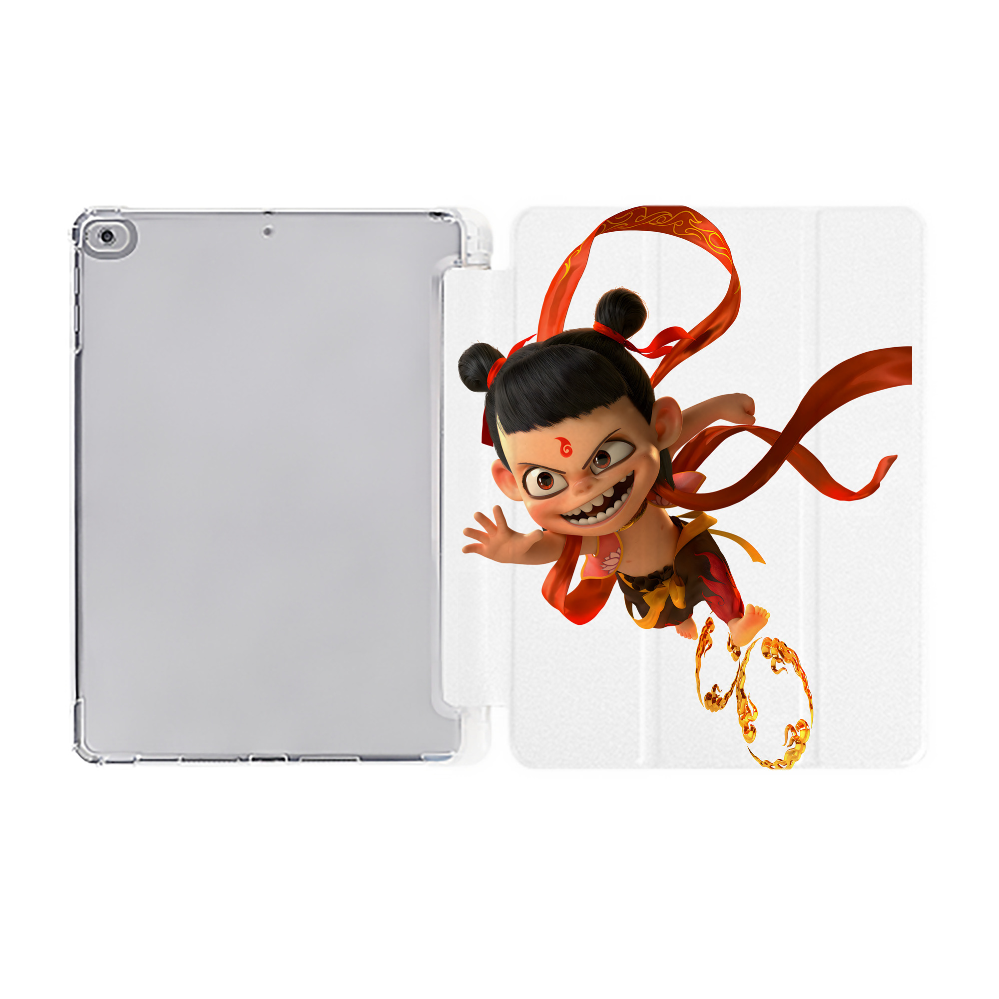 （画像用） Ne Zha 2 ナタ 魔童の大暴れ IPad ケース ペン収納付き 三つ折りスタンド PUレザー×シリコン 対応機種9.5/10.5/10.9インチ